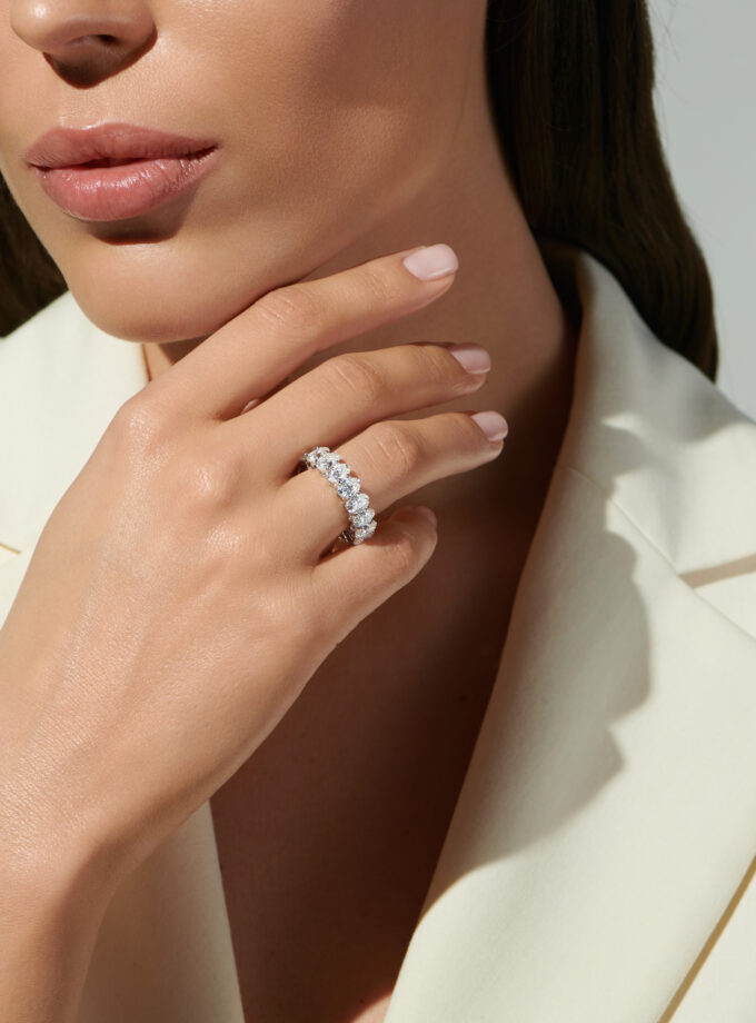 Кольцо дорожка с муассанитами огранка овал 8,61 карат*