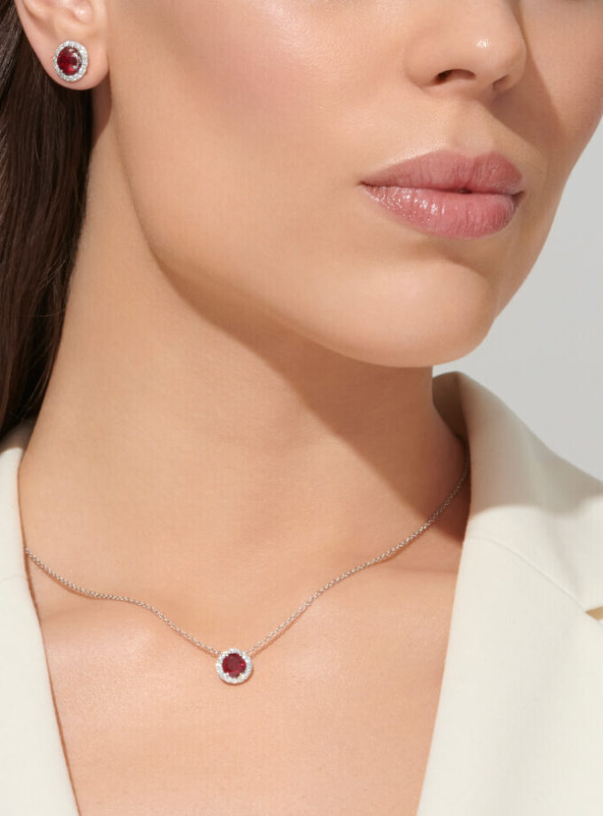 Серьги трансформеры с рубинами и муассанитами