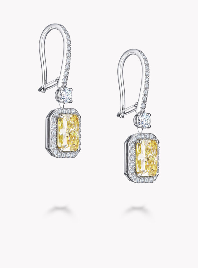 Серьги с желтыми радиантами Fancy Yellow