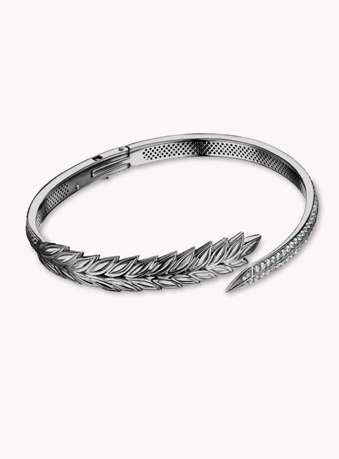 Браслет колос черный родий с фианитами