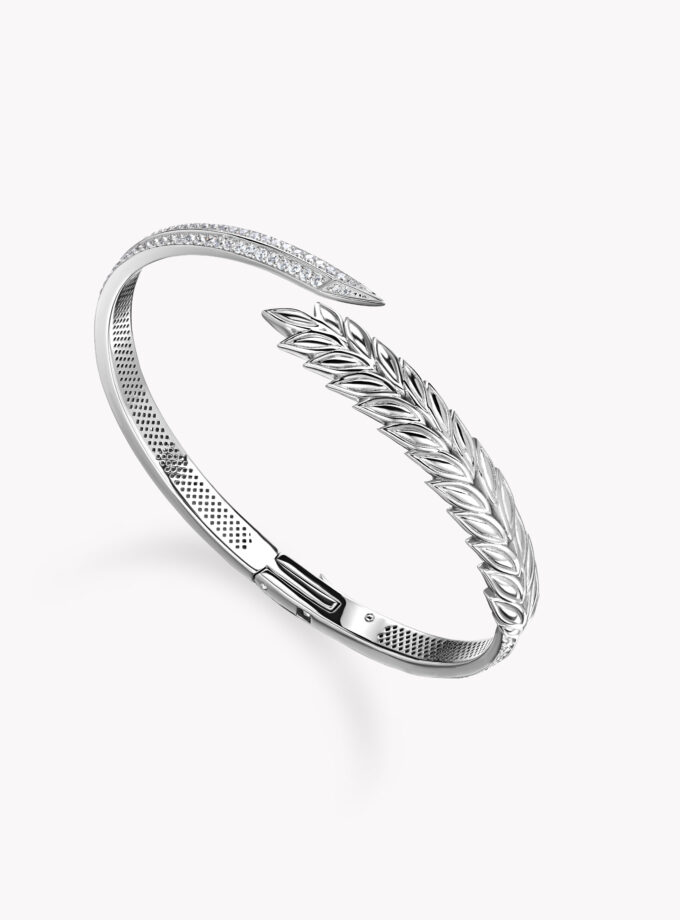 Браслет серебряный колос с фианитами