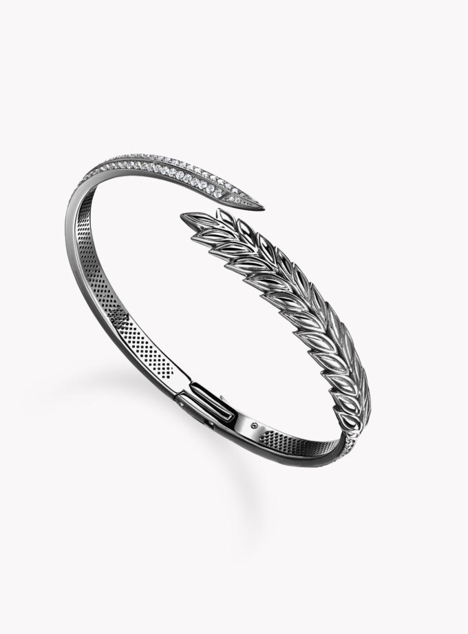 Браслет колос черный родий с фианитами