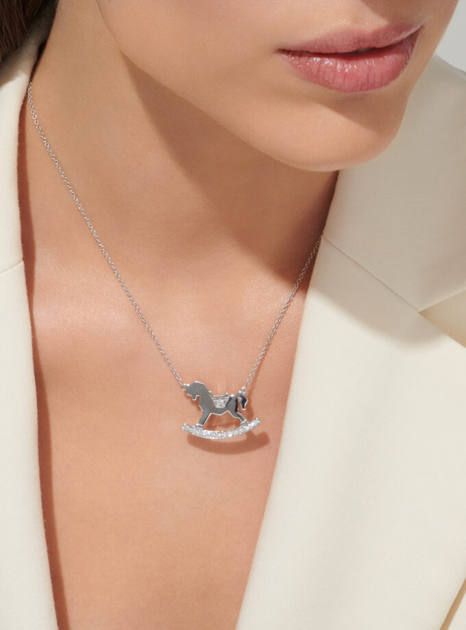 Колье TOY, белое золото, бриллианты лабораторно выращенные