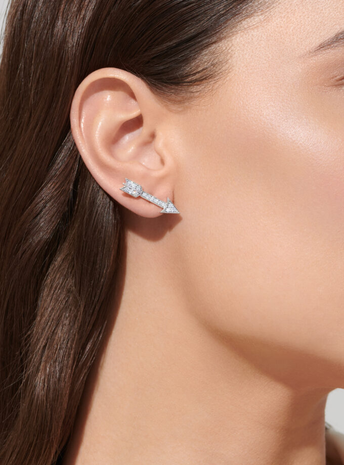 Серьги Love с изумрудом и бриллиантами