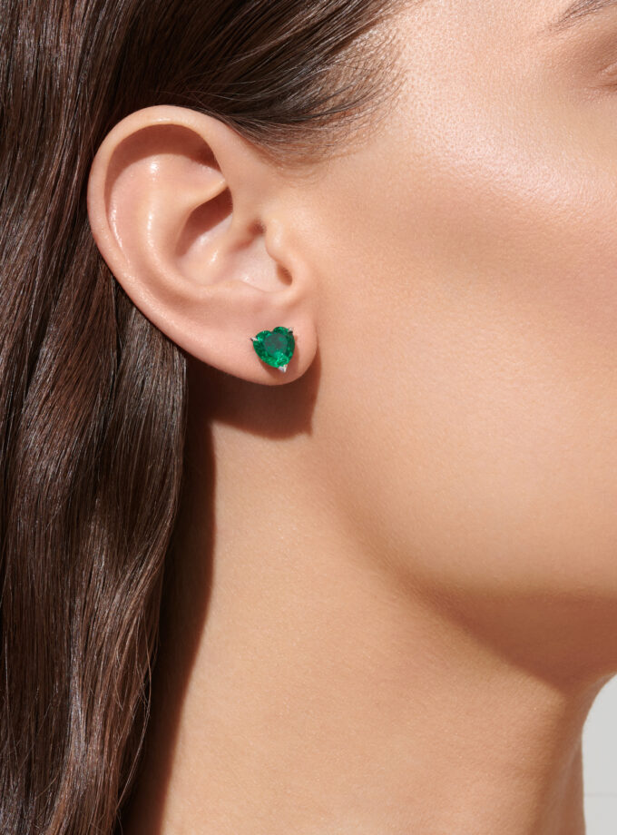 Серьги Love с изумрудом и бриллиантами