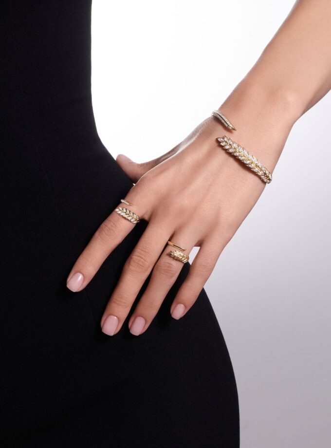 Браслет колос желтое золото с бриллиантами