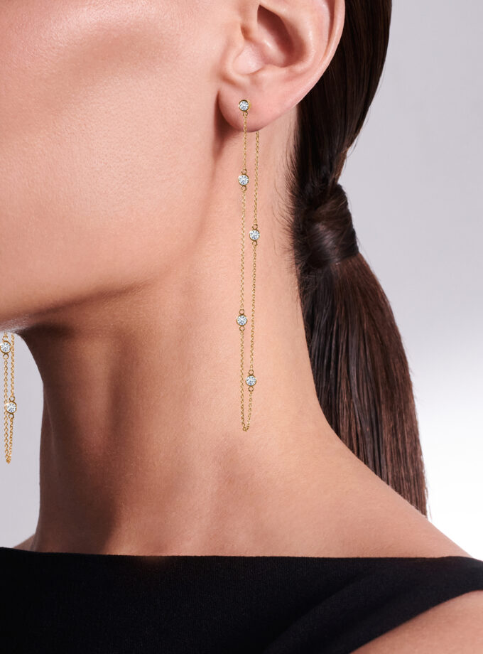 Серьги-цепи с муассанитами