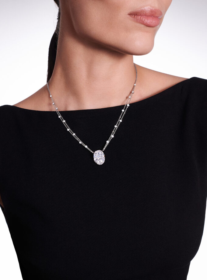 Колье с муассанитами огранка Овал 10,16