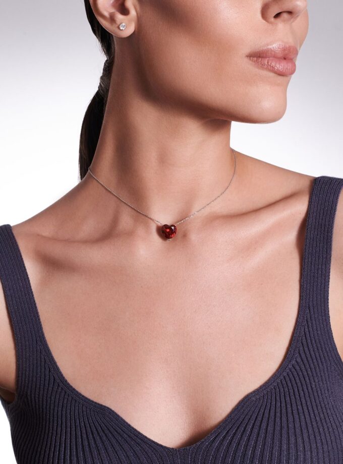 Колье Love, белое золото, рубин, 6 карат