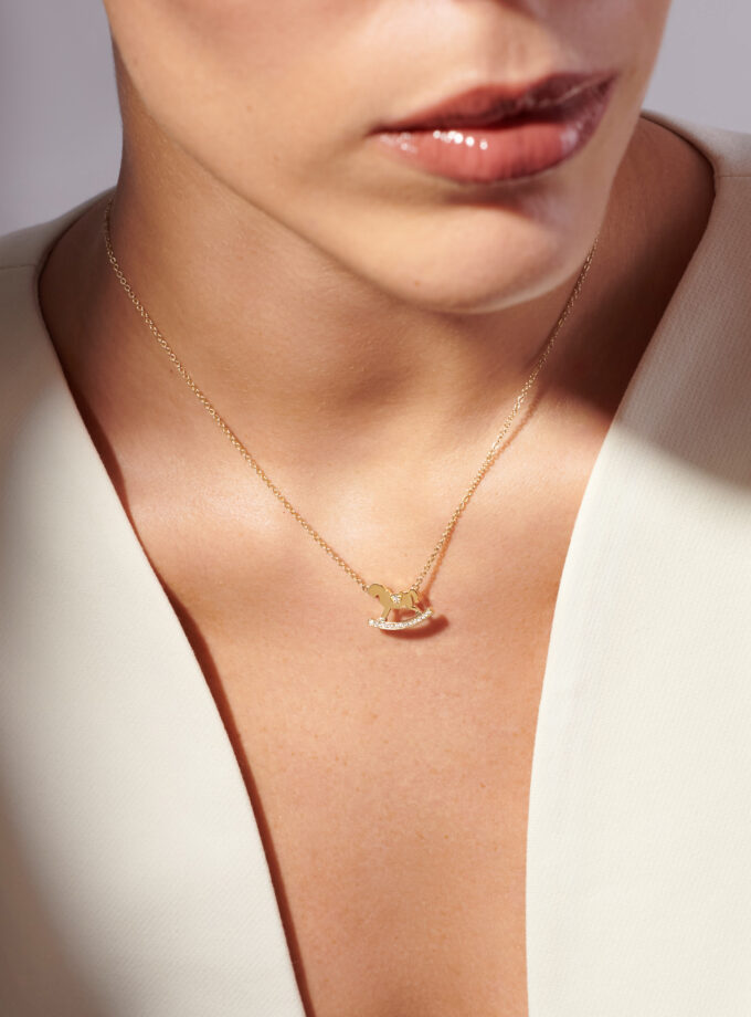 Колье TOY, желтое золото, бриллианты лабораторно выращенные