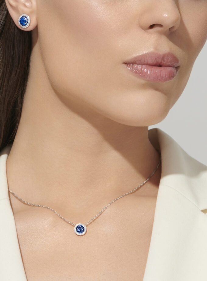 Колье Color с сапфиром и муассанитами