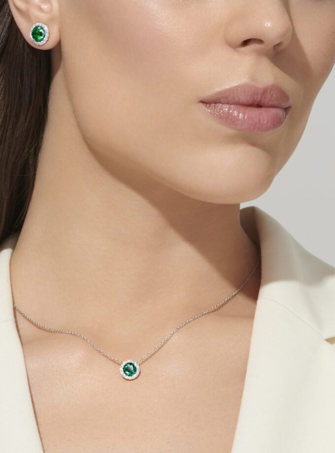 Колье Color c изумрудом и муассанитами