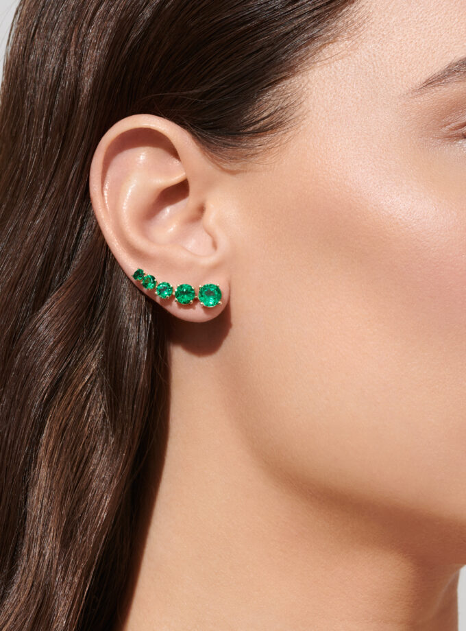 Серьги кометы с изумрудом