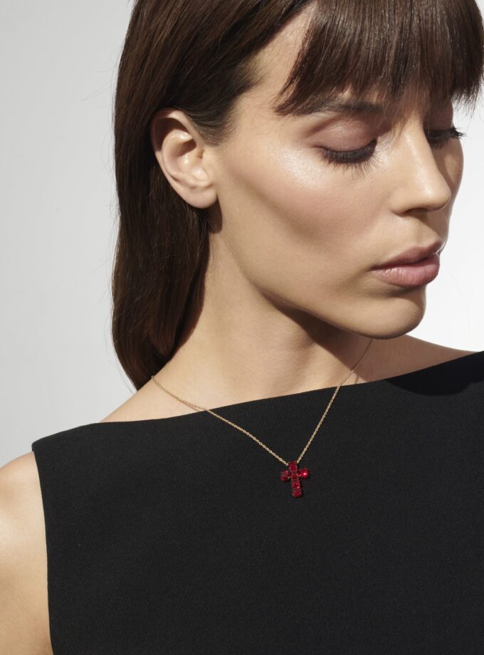 Колье крест с рубинами 4,96 карата