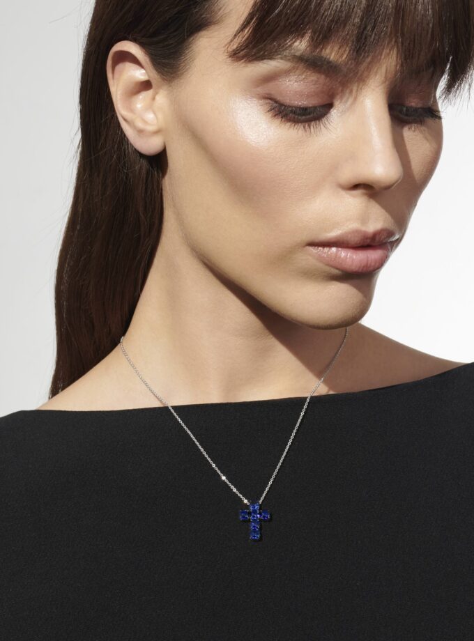 Колье крест с сапфирами 5,01 карата