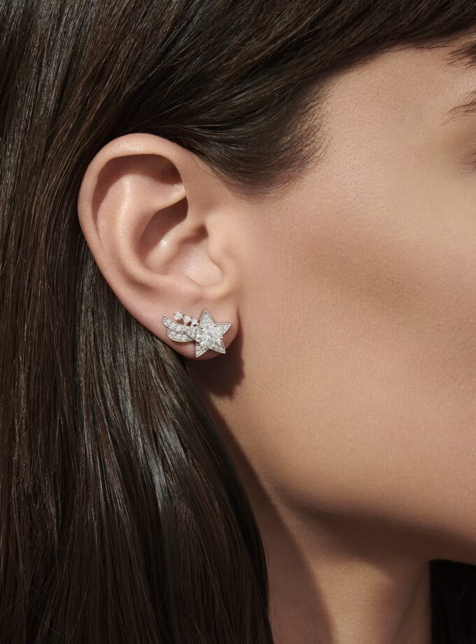 Серьги звезды, белое золото, муассаниты 2,55 карат