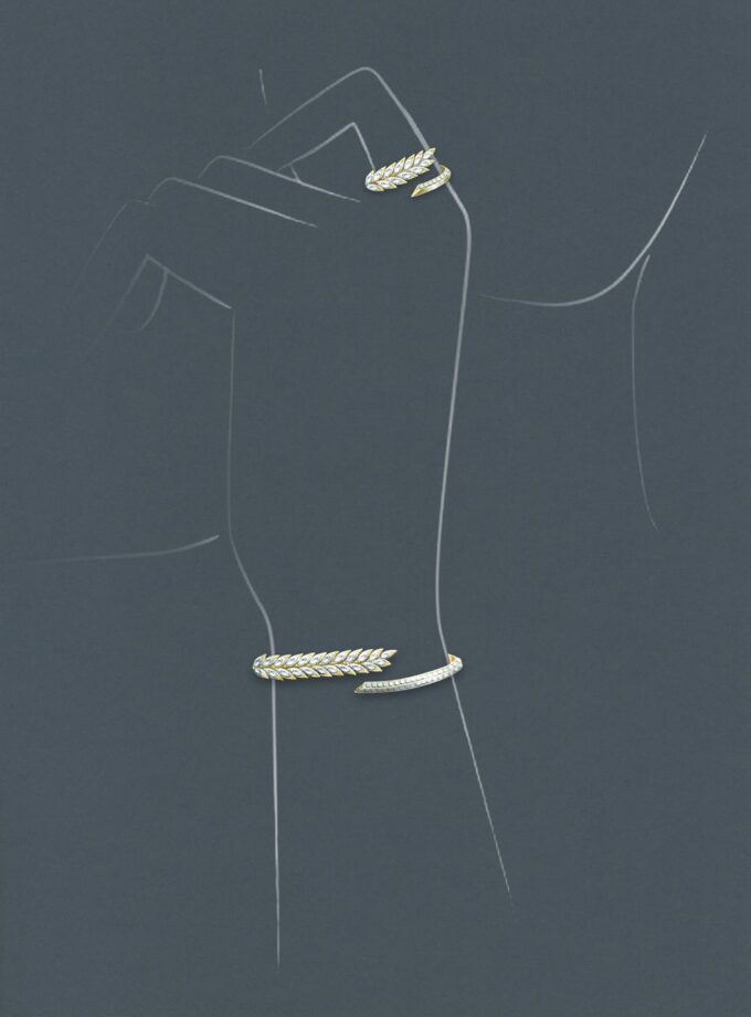 Браслет колос желтое золото с бриллиантами