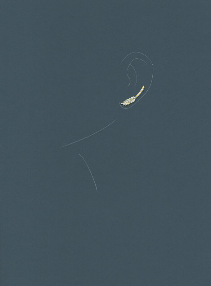 Моносерьга колос желтое золото с бриллиантами