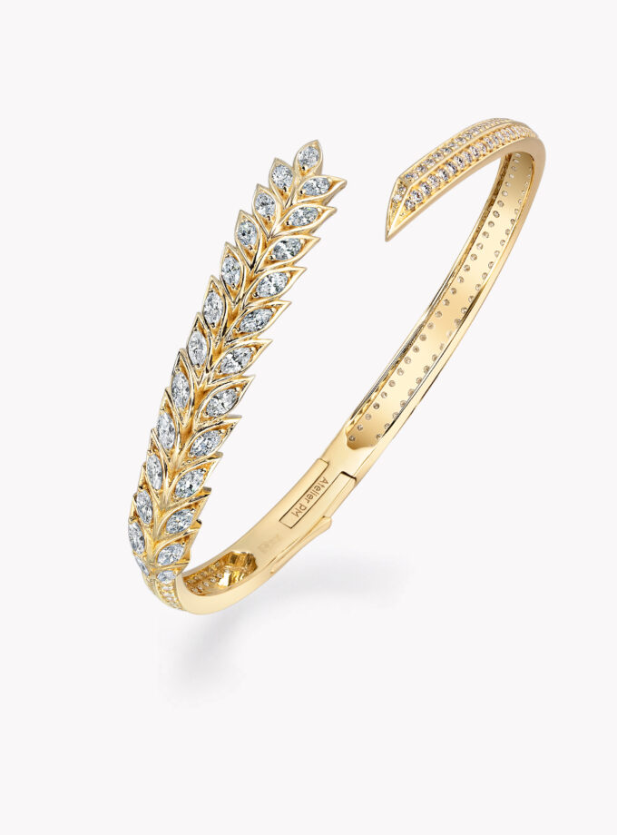 Браслет колос желтое золото с бриллиантами