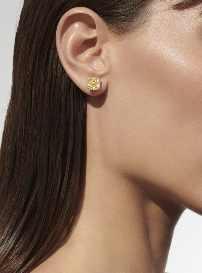 Пусеты с желтыми муассанитами Fancy Yellow 5,62 карата