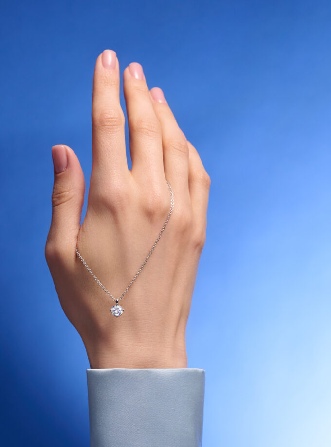 Колье с бриллиантом лабораторно выращенным 1 карат