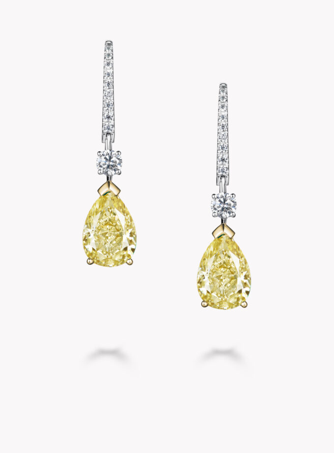 Длинные серьги Fancy Yellow с желтыми грушами